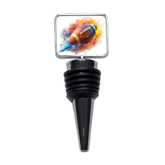 Football Rocketing Through The Air Watercolor Wine Bottle Stopper