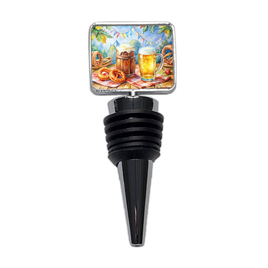 German Oktoberfest Beer Pretzel Watercolor Wine Bottle Stopper
