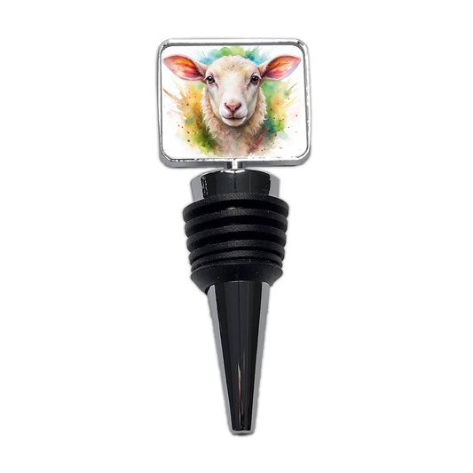 Lamb Face Watercolor Wine Bottle Stopper
