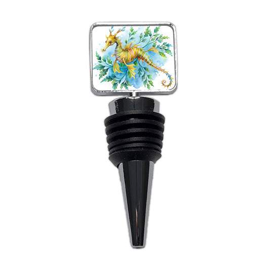 Leafy Seadragon Swimming Watercolor Wine Bottle Stopper