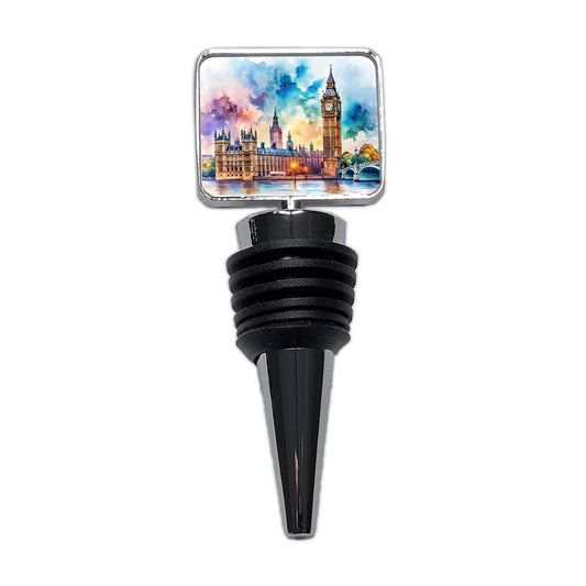 London Big Ben Scene Watercolor Wine Bottle Stopper