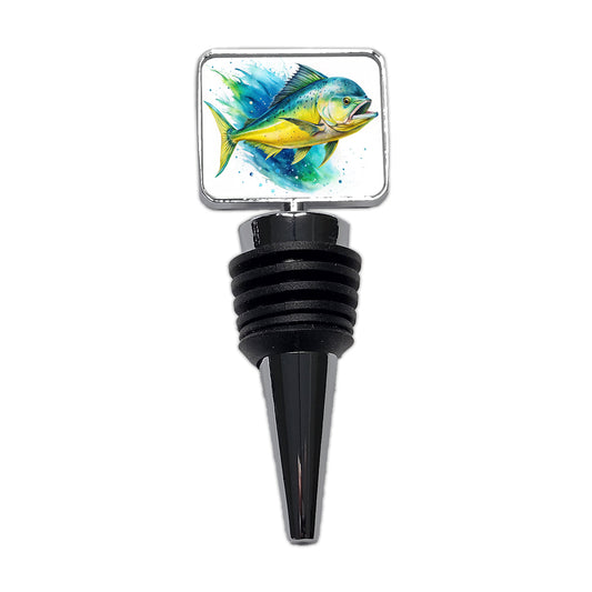 Mahi Mahi Fish Watercolor Wine Bottle Stopper