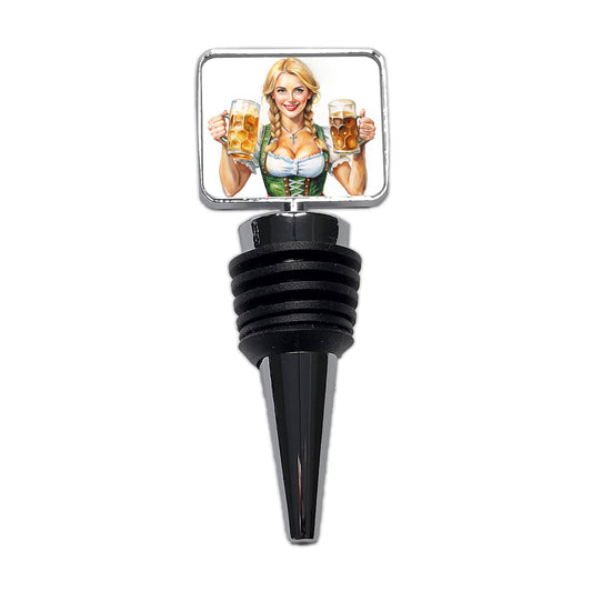 Oktoberfest German Barmaid With A Beer Mugs Wine Bottle Stopper