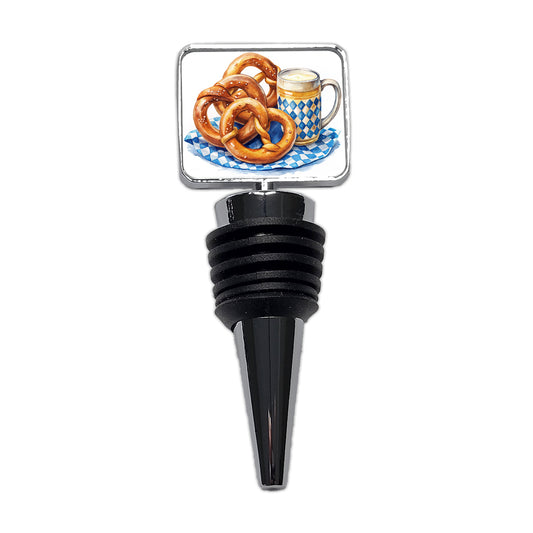 Oktoberfest German Pretzels Watercolor Wine Bottle Stopper
