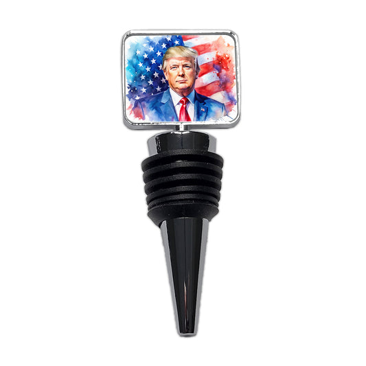 Patriotic Donald Trump American Flag Background Watercolor Wine Bottle Stopper