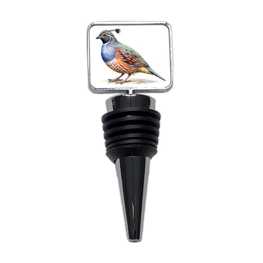 Quail Watercolor Wine Bottle Stopper