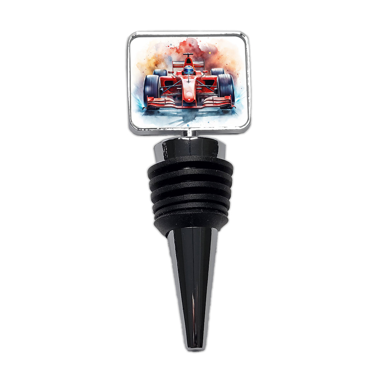 Red Sports Racing Car Watercolor Wine Bottle Stopper