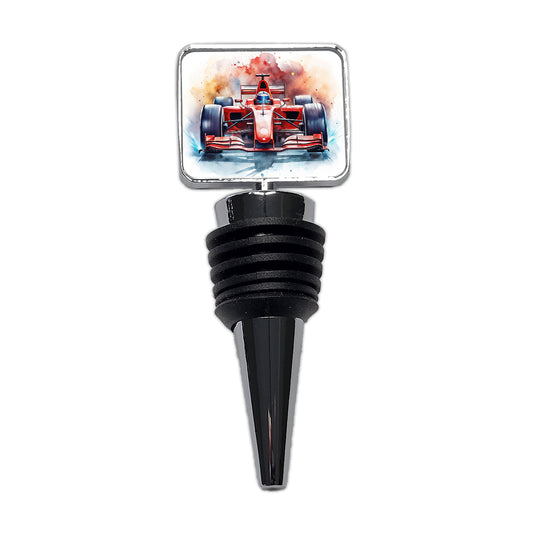 Red Sports Racing Car Watercolor Wine Bottle Stopper