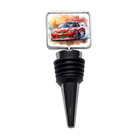 Red Stock Racing Car Watercolor Wine Bottle Stopper