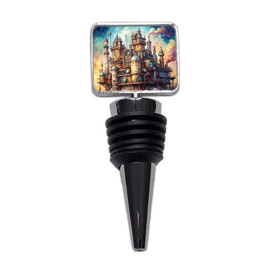Steampunk Castle City Fantasy Sci-fi Wine Bottle Stopper