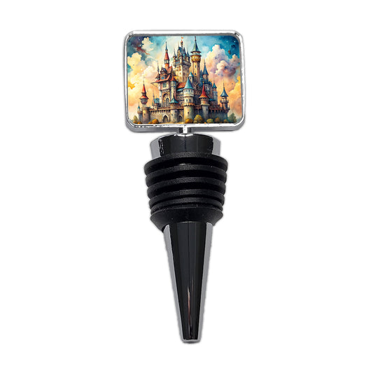 Steampunk Fantasy Castle Watercolor Wine Bottle Stopper