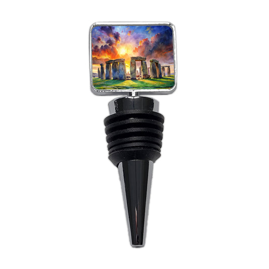 Stonehenge England At Dusk Watercolor Wine Bottle Stopper