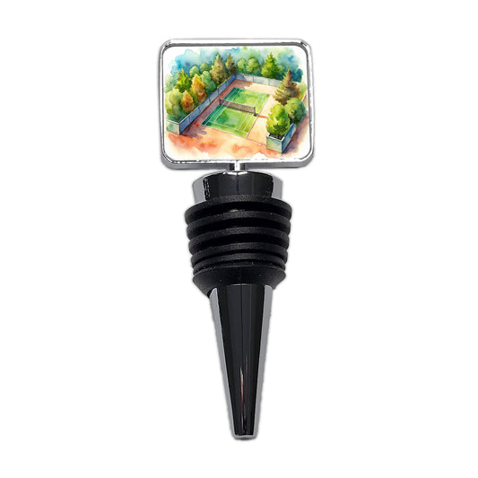 Tennis Court Watercolor Wine Bottle Stopper