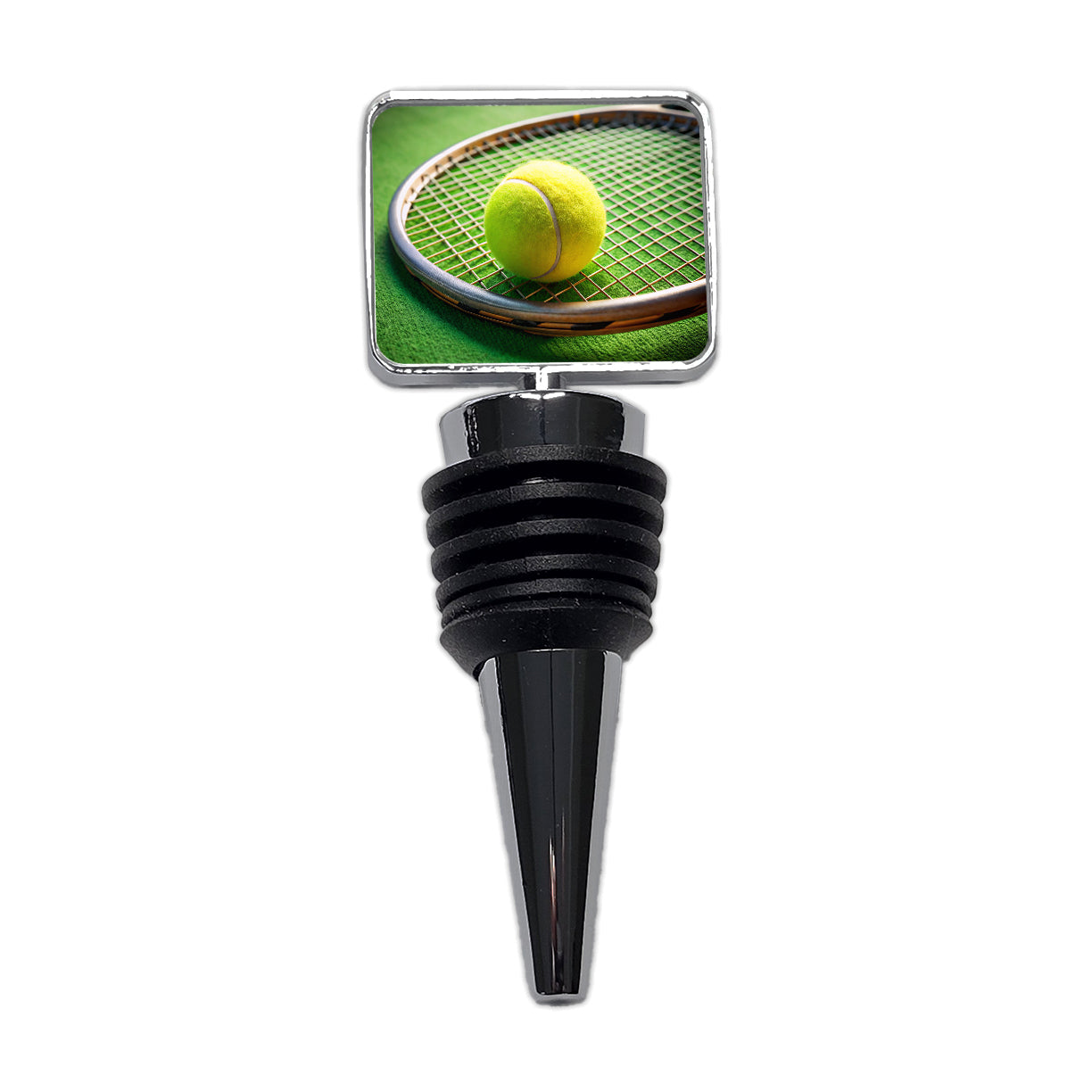 Tennis Racquet and Ball Close-up Wine Bottle Stopper