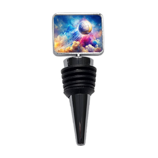 Volleyball Ball Rocketing Through The Sky Watercolor Wine Bottle Stopper