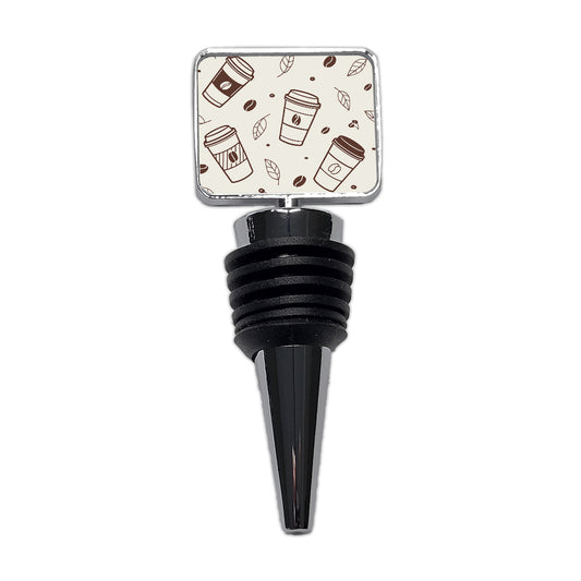 Coffee Cups Scattered Wine Bottle Stopper