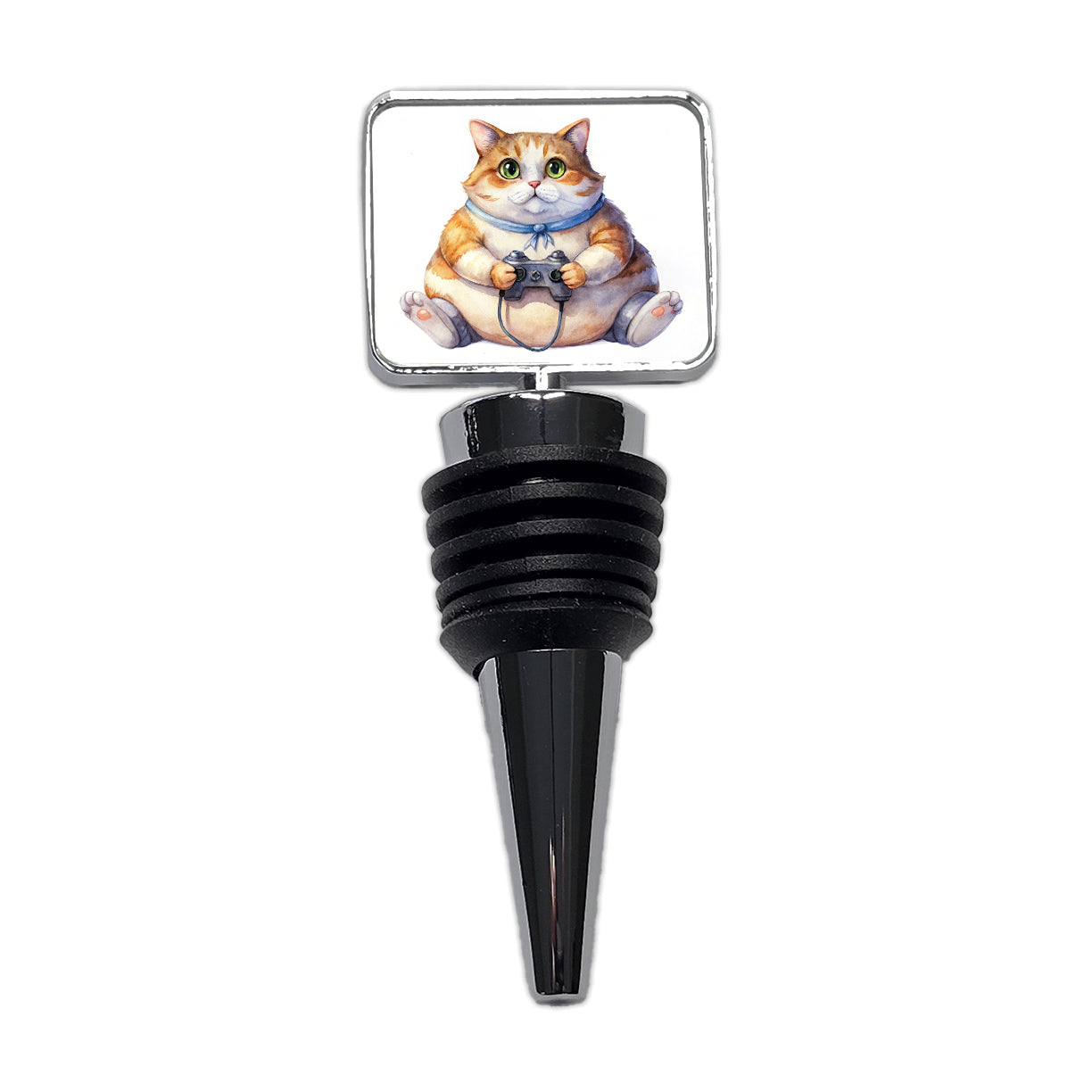 Fat Gamer Kitty Wine Bottle Stopper