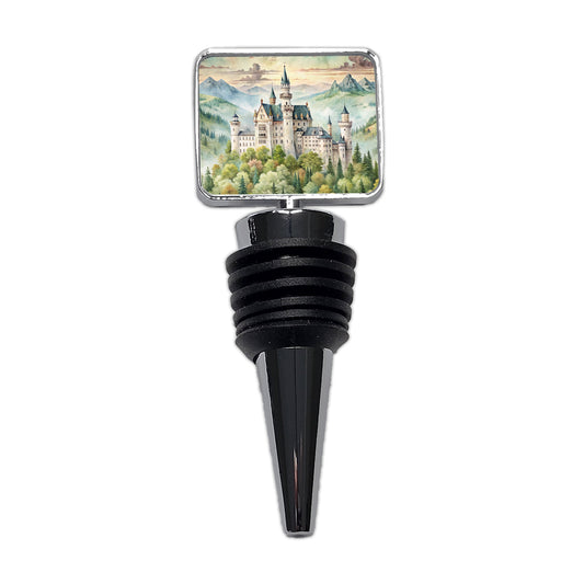 German Castle Watercolor Beautiful Neuschwanstein Wine Bottle Stopper