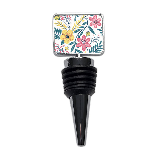 Pretty Flowers Floral Motif Colorful Wine Bottle Stopper