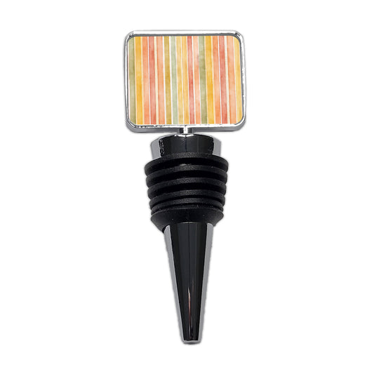 Striped Tonal 70s Wallpaper Wine Bottle Stopper