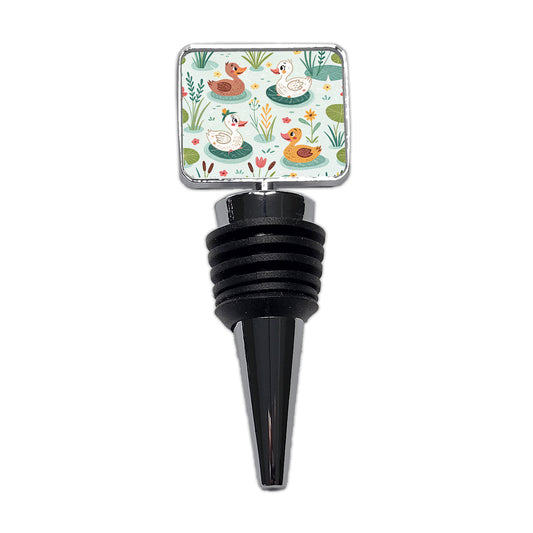 Cute Ducks In Pond Wine Bottle Stopper