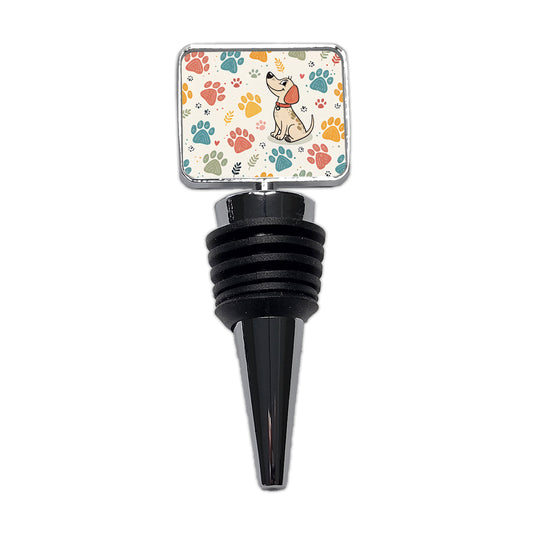 Dog Paw Prints Pastel Wine Bottle Stopper
