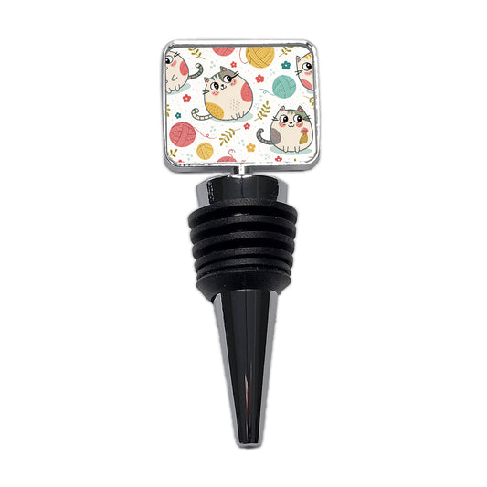 Fat Cats And Yarn Knitting Crochet Wine Bottle Stopper