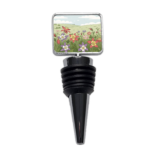 Field Of Columbine Flowers Wine Bottle Stopper