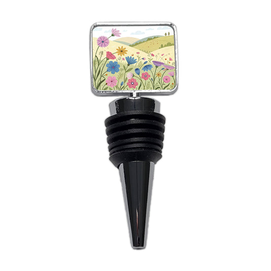 Field Of Corncockle Flowers Wine Bottle Stopper
