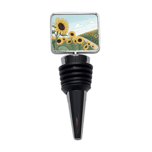 Field Of Sunflowers Flowers Wine Bottle Stopper