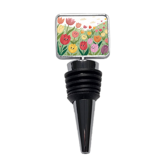 Field Of Tulips Flowers Wine Bottle Stopper