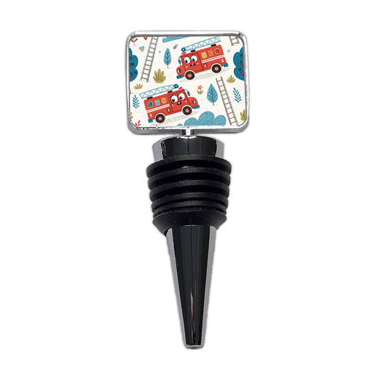 Firetrucks Cartoon Style Wine Bottle Stopper