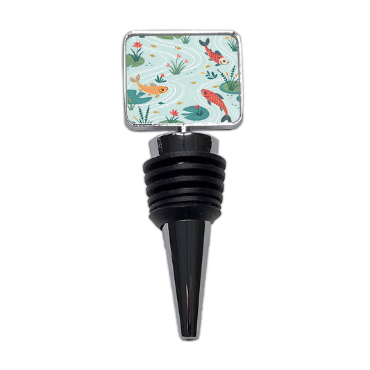 Fish Swimming In Pond Wine Bottle Stopper