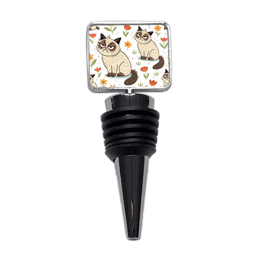 Grumpy Persian Cat Wine Bottle Stopper