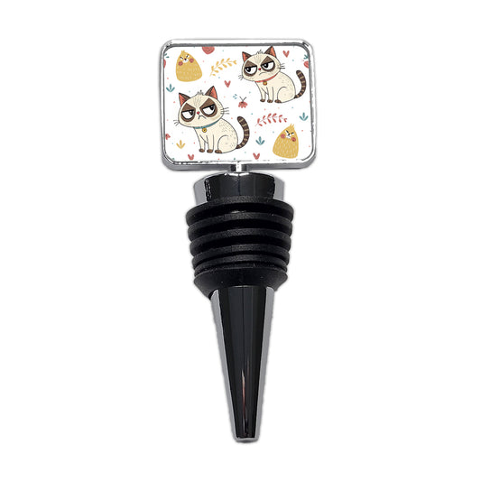 Grumpy Persian Kitties Cats Wine Bottle Stopper