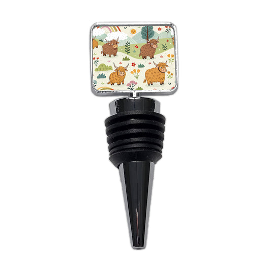 Highland Cows Scattered Wine Bottle Stopper