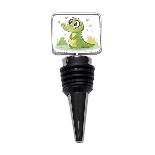 Kawaii Alligator Crocodile Love Hearts Wine Bottle Stopper