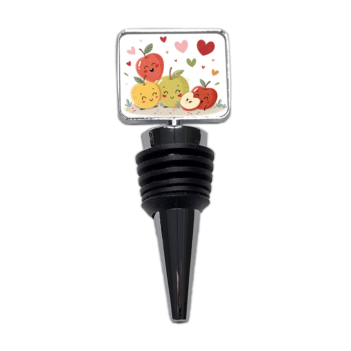 Kawaii Apples And Hearts Wine Bottle Stopper