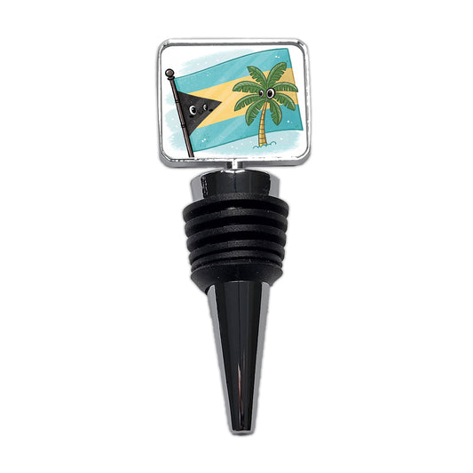 Kawaii Bahamas Flag Wine Bottle Stopper