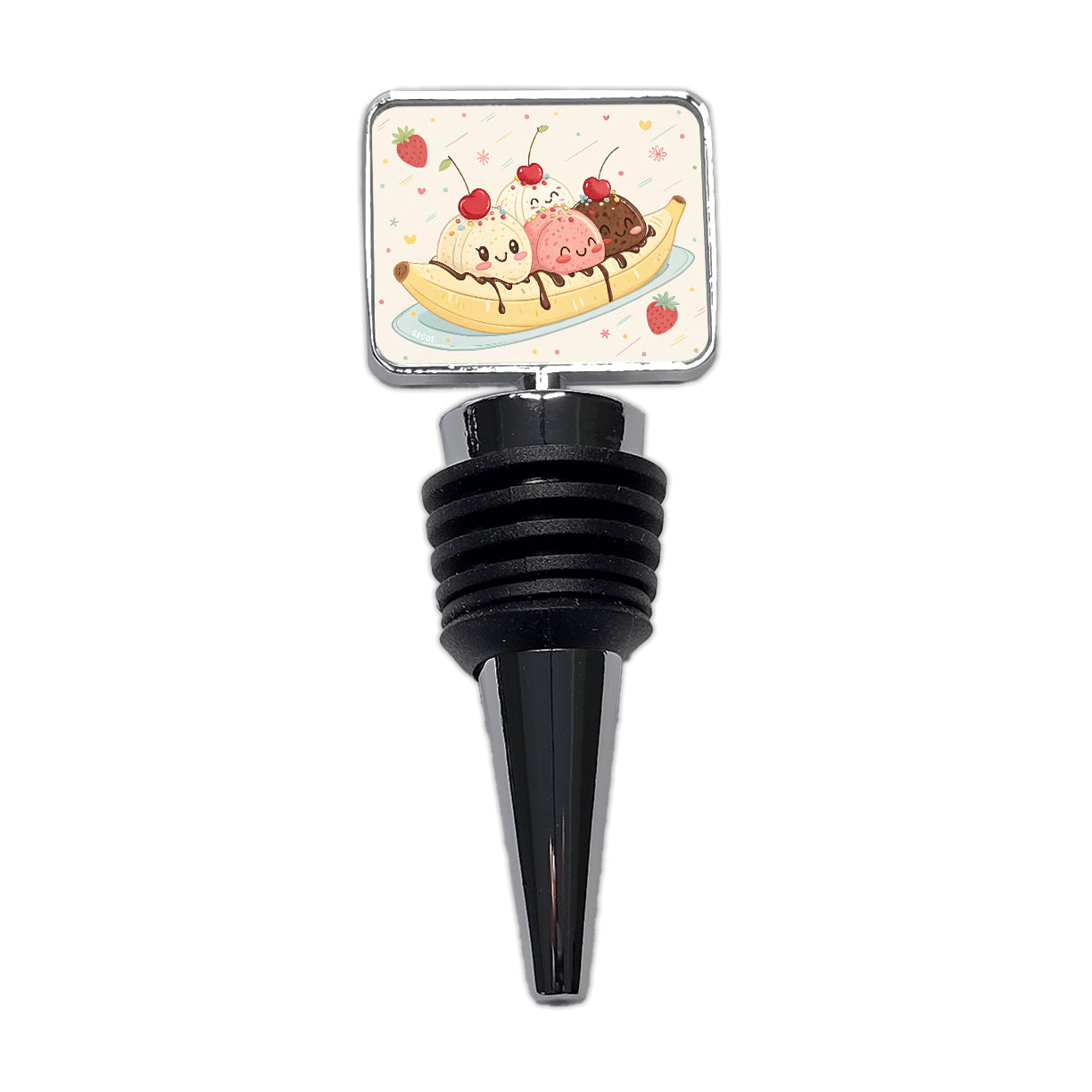 Kawaii Banana Split Ice Cream Wine Bottle Stopper