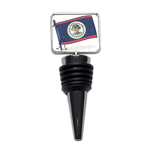 Kawaii Belize Flag Wine Bottle Stopper