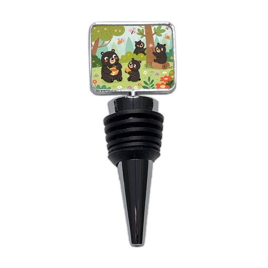 Kawaii Black Bears Wine Bottle Stopper
