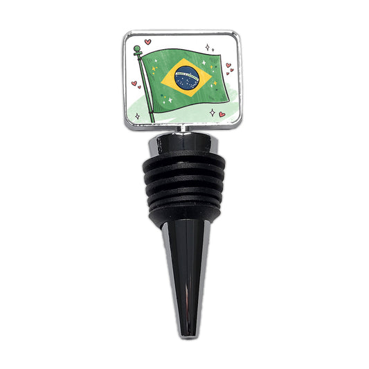 Kawaii Brazil Flag Wine Bottle Stopper
