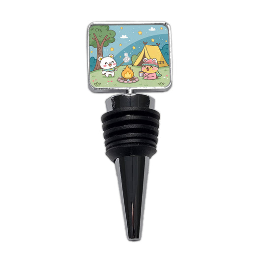 Kawaii Camping Campfire Tent Wine Bottle Stopper