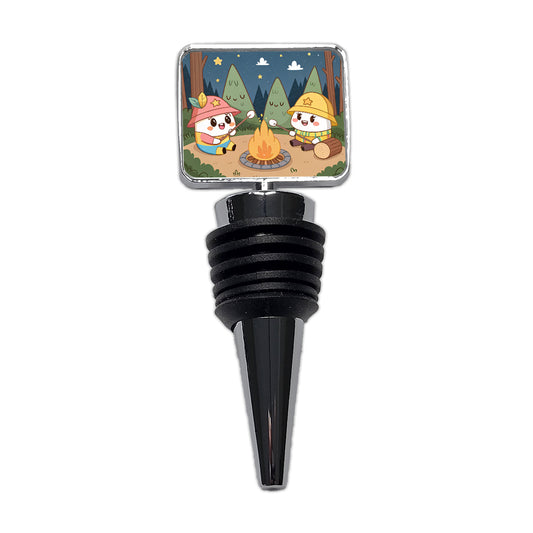 Kawaii Camping Roasting Marshmallows Wine Bottle Stopper