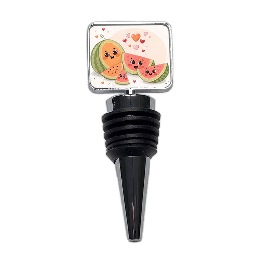 Kawaii Cantaloupes Watermelon Hearts Wine Bottle Stopper