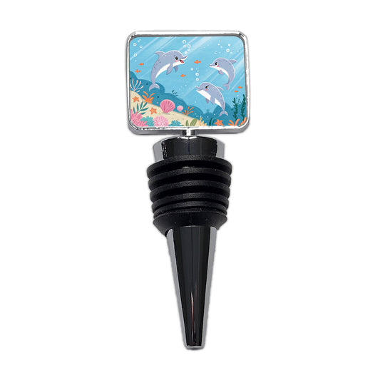 Kawaii Dolphins Wine Bottle Stopper