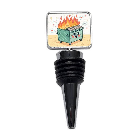 Kawaii Dumpster Fire Wine Bottle Stopper