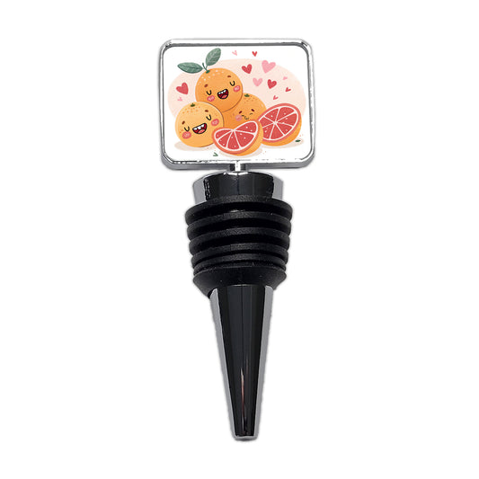 Kawaii Grapefruits And Hearts Wine Bottle Stopper