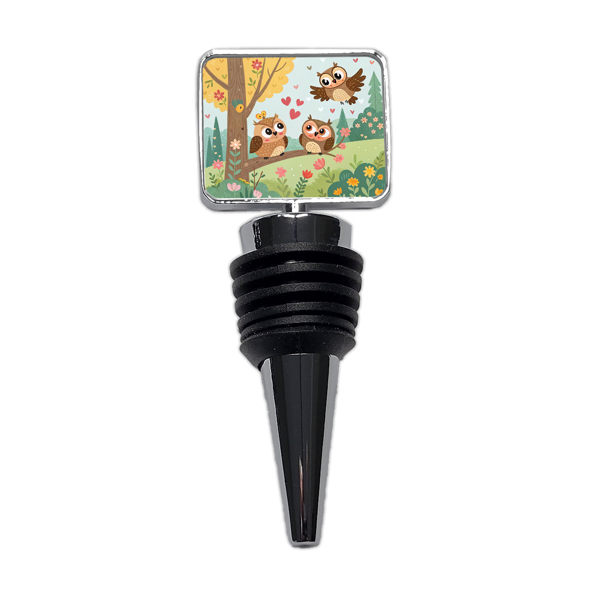 Kawaii Great Horned Owls Wine Bottle Stopper